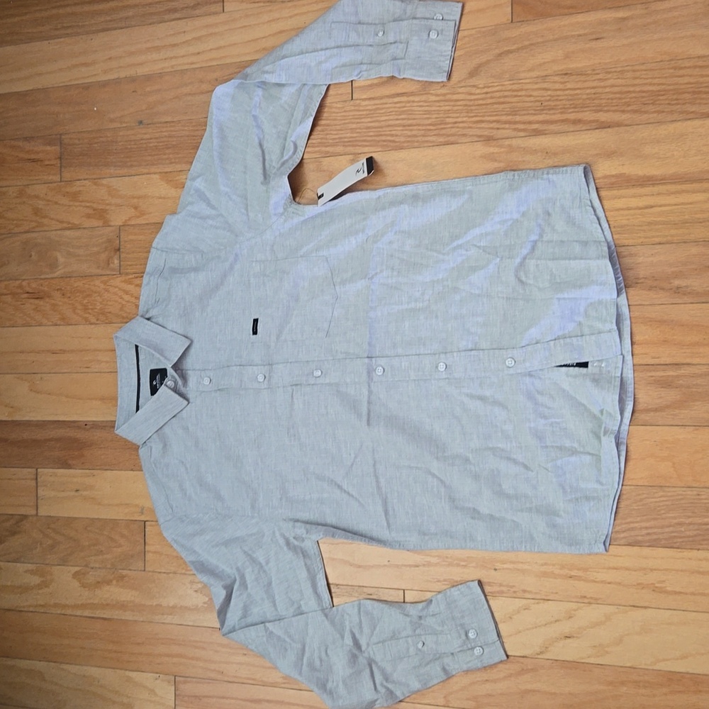 NWT Men's L/S Button Up Shirt  in an Off White & Front Left Pocket size Small